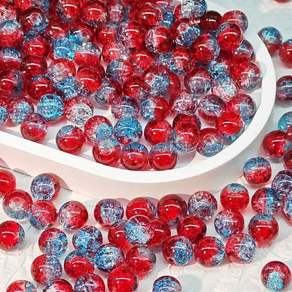 Crackle Glass Beads Round 10mm Transparent Mixed Colors 50pcs 26