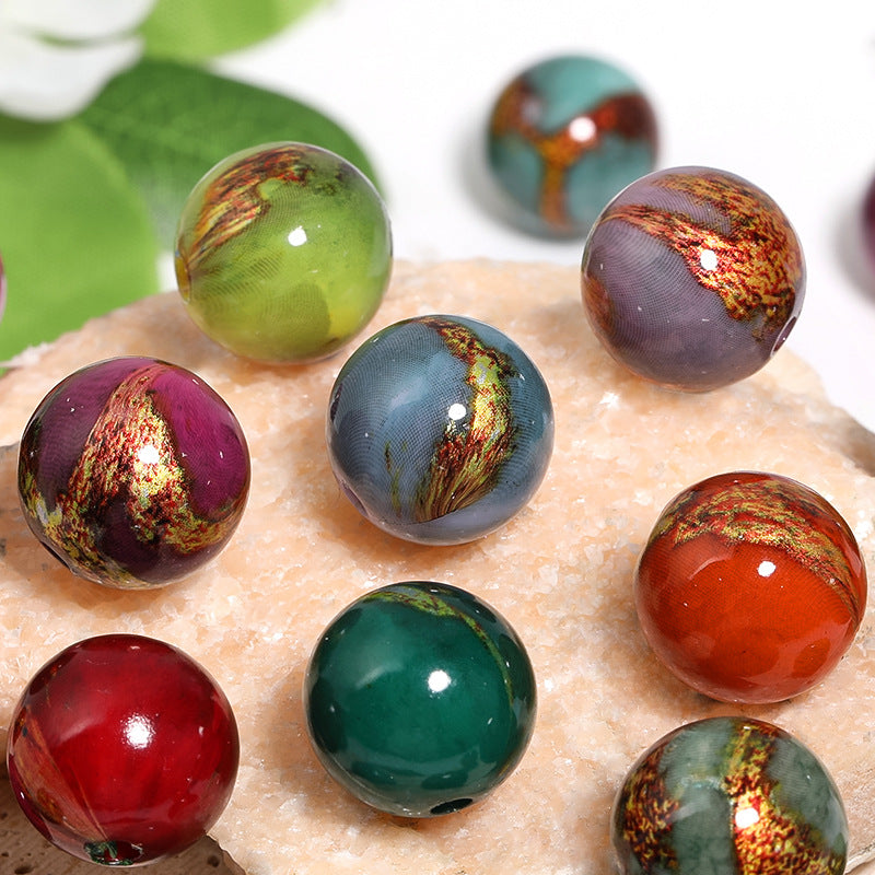 UV Plating Acrylic Beads 16mm Gilded Lacquer Painted Round 50pcs 4