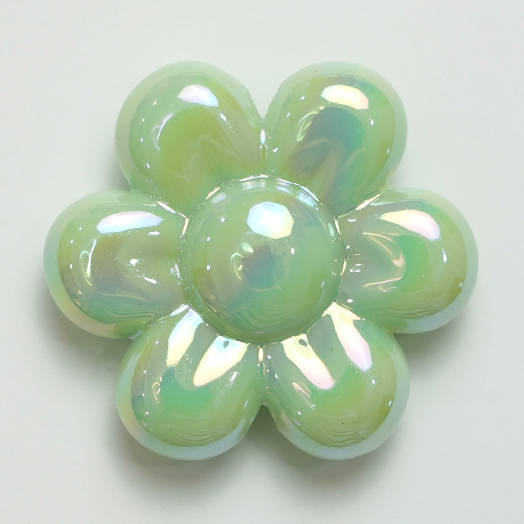 UV Plating Flower Acrylic Beads 32mm Glossy Pastel Large 20pcs 9