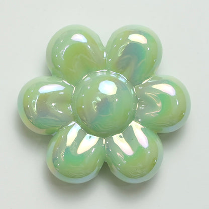 UV Plating Flower Acrylic Beads 32mm Glossy Pastel Large 20pcs 9