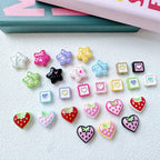 Star and Strawberry Heart Metal Beads Glossy Painted Colorful 10pcs 2