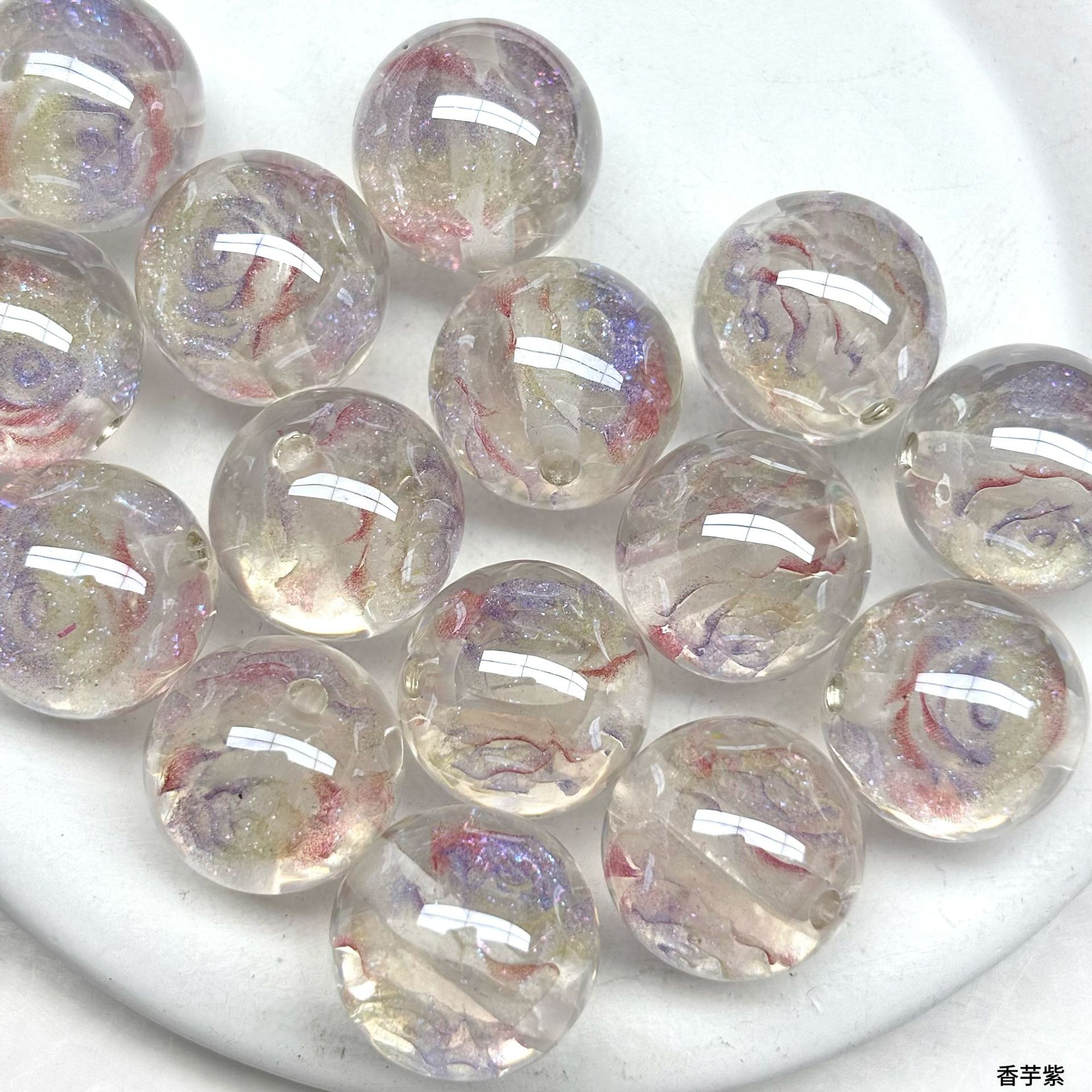 Luminous Rose Resin Beads 16mm Round Multicolor 10pcs 21