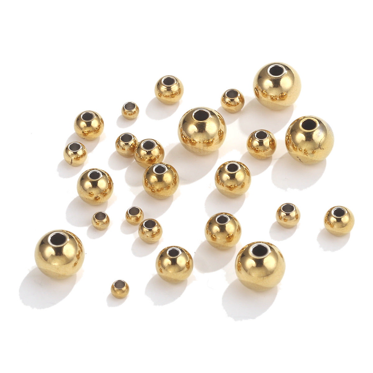Stainless Steel Round Metal Beads 3-8mm Smooth Finish 50pcs 2