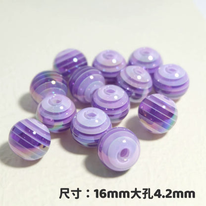 UV Plating Colorful Lollipop Striped Resin Beads 16mm 10pcs 16
