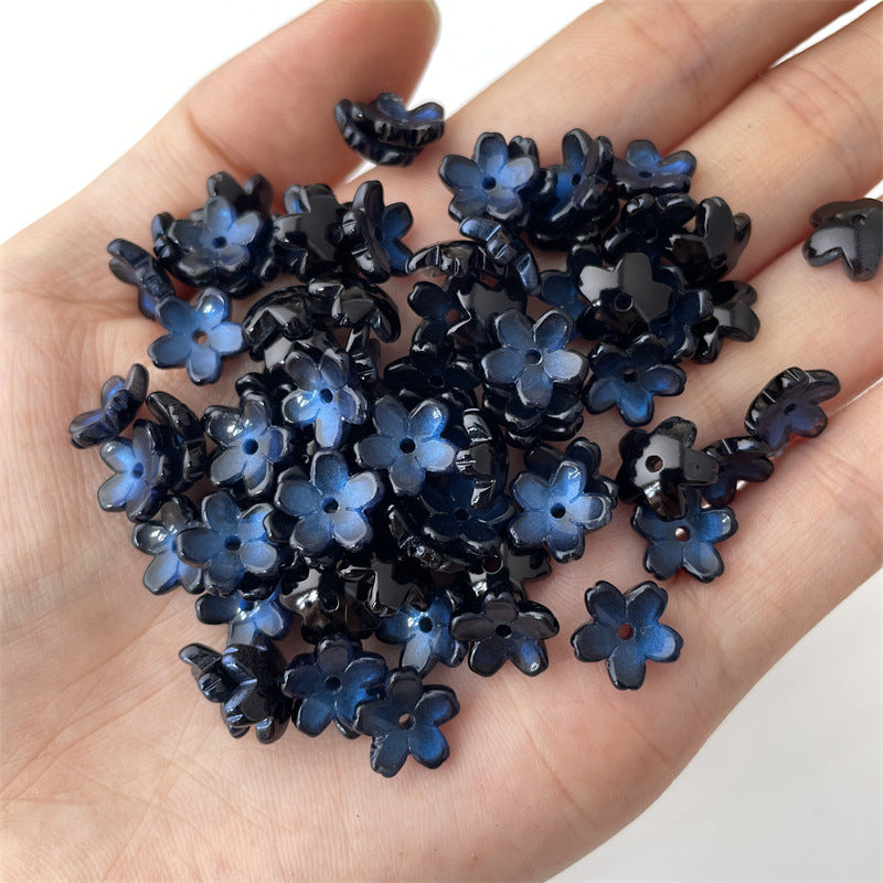 Cherry Blossom Flower Glass Beads 10mm Iridescent Mixed Colors 100pcs 18
