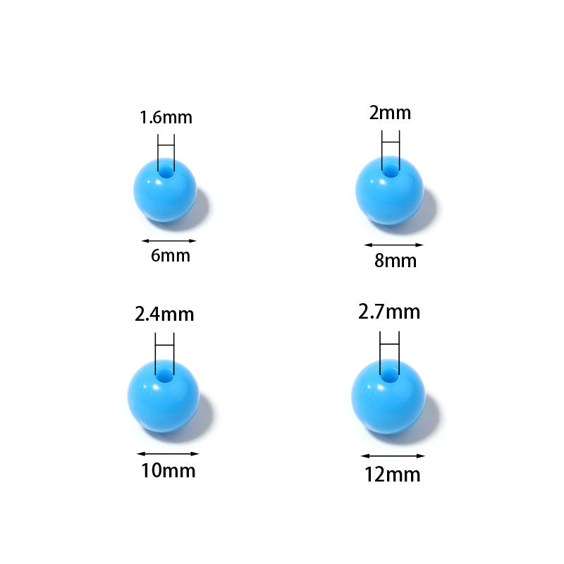Macaron Color Acrylic Beads 6-12mm Smooth Glossy Round 100pcs 3