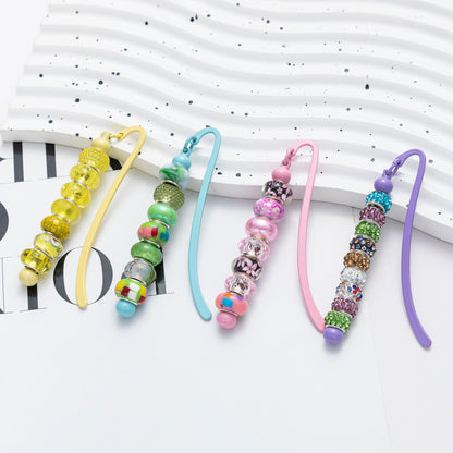 Beadable Bookmark Metal Curved Design Shiny Bead Ends Multicolor 4