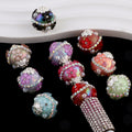 Rhinestone Bubblegum Clay Beads 20mm Floral Chain Wrapped 4pcs