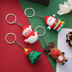Silicone Christmas Snowman Keychain Cartoon Holiday Characters 4