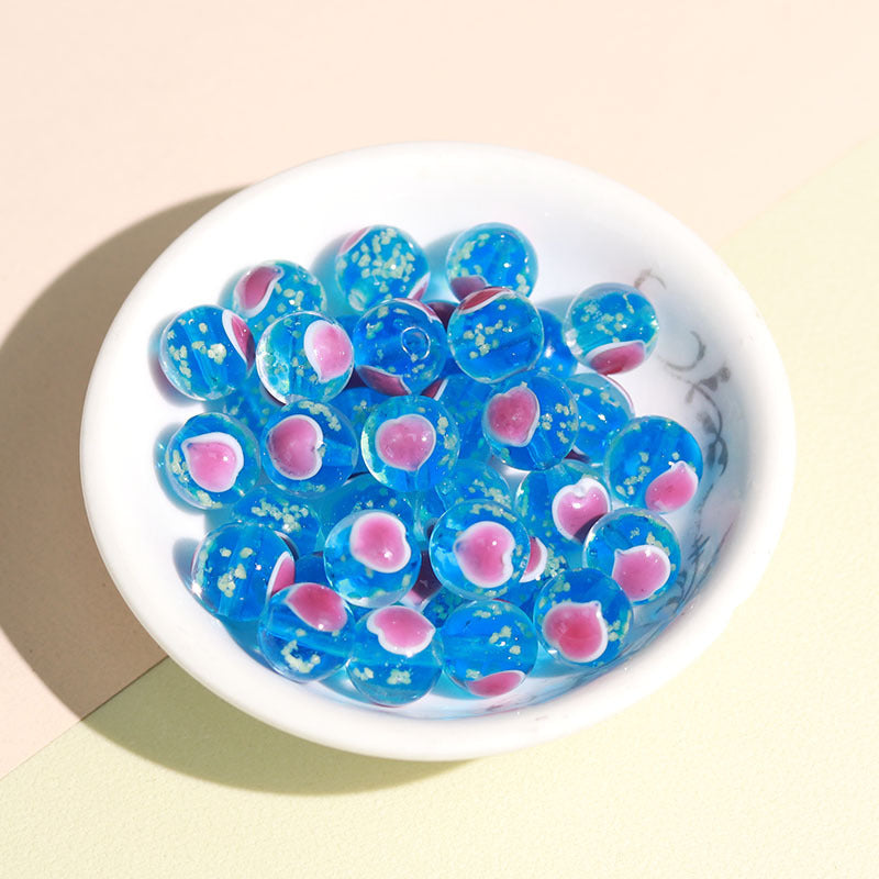 Lampwork Glass Beads Heart 10mm Glow In The Dark Painted 50pcs 4