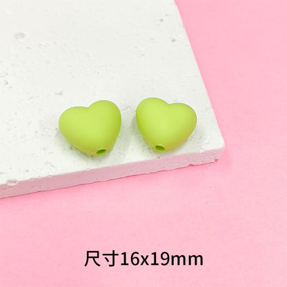 Rubberized Spray Painted Heart Acrylic Beads 16x19mm Macaron Color 50pcs 8