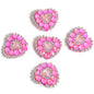 Chain Heart Acrylic Beads 21x25mm Rhinestone Colorful 5pcs 7