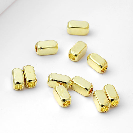Brass Rectangular Tube Metal Beads 4mm Polished Finish 100pcs 2