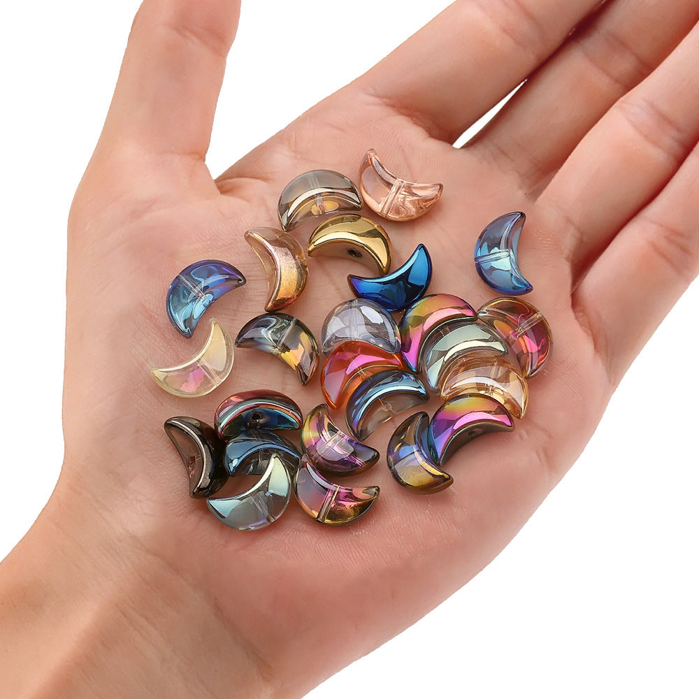 Moon Plated Transparent Crescent Glass Beads 9mm 14mm 30pcs 4