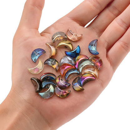 Moon Plated Transparent Crescent Glass Beads 9mm 14mm 30pcs 4