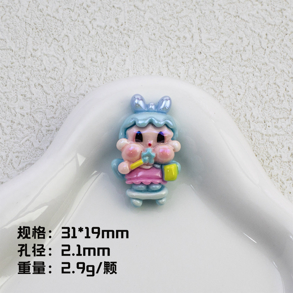 Plating Pop Resin Beads 30mm Crybaby Brushing Teeth Character 10pcs 7