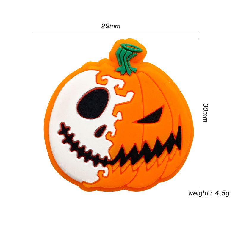 Silicone Focal Beads Halloween Pumpkin Split Design Circle Badge 20pcs