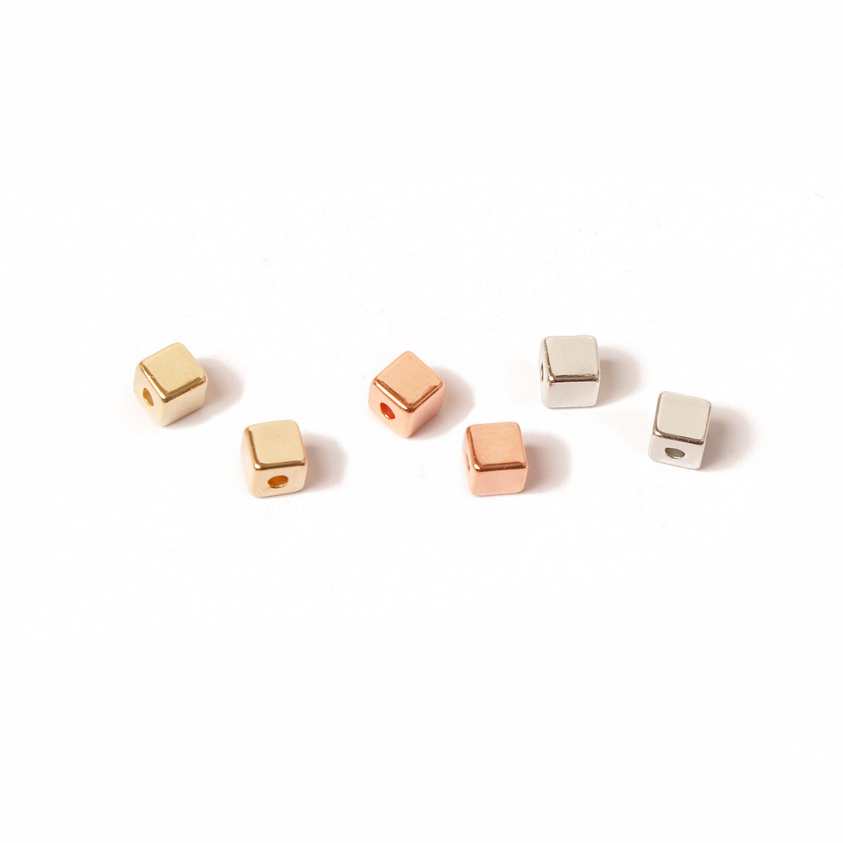 CCB Square Acrylic Beads 4mm Polished Metallic Finish 200pcs 4