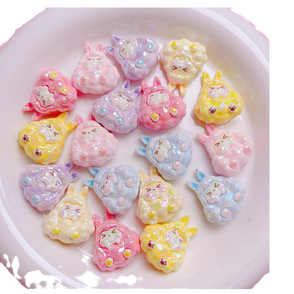 Kawaii Resin Beads 25mm Creamy Color UV Plating 5pcs 5
