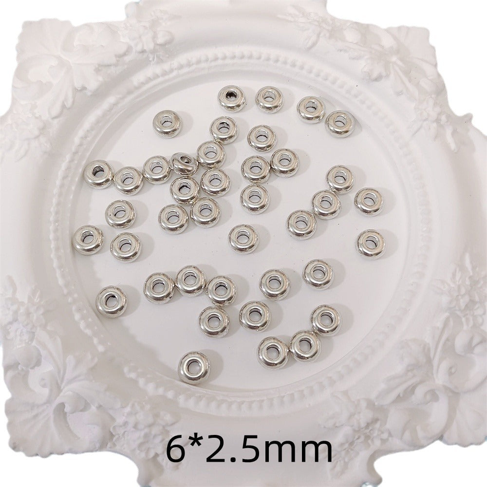 Alloy Round Spacer Beads 6mm 4mm Glossy Tibetan Style 100pcs 5