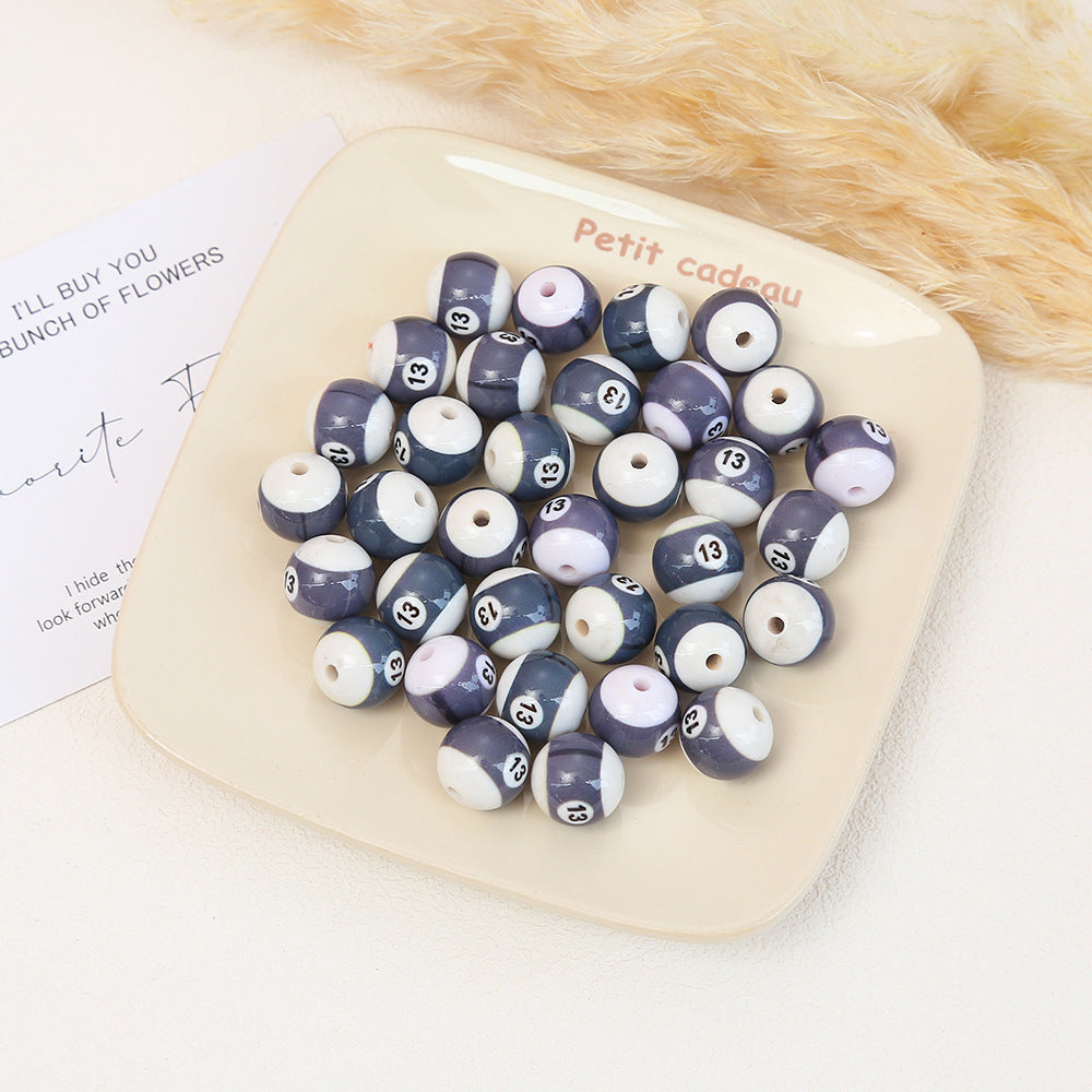 Painted Billiards Acrylic Beads 16mm Creative Colorful 100pcs 18