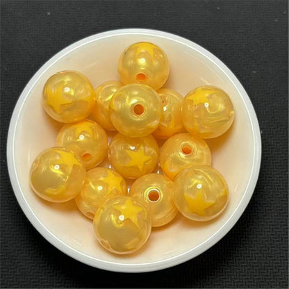 Gilded Silk Texture Star Pattern Acrylic Beads 16mm Mixed Colors 100pcs 12