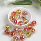 Shimmer Floral Resin Beads 16mm Round Multicolor 10pcs 7