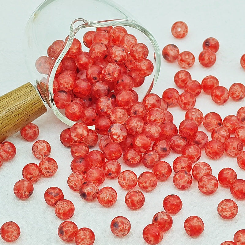 Frosted Round Glass Beads 10mm Matte Mixed Colors 50pcs 10
