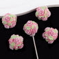 Flower Clay Beads 21mm Fresh Floral Ball Pastel Colors 6pcs 7