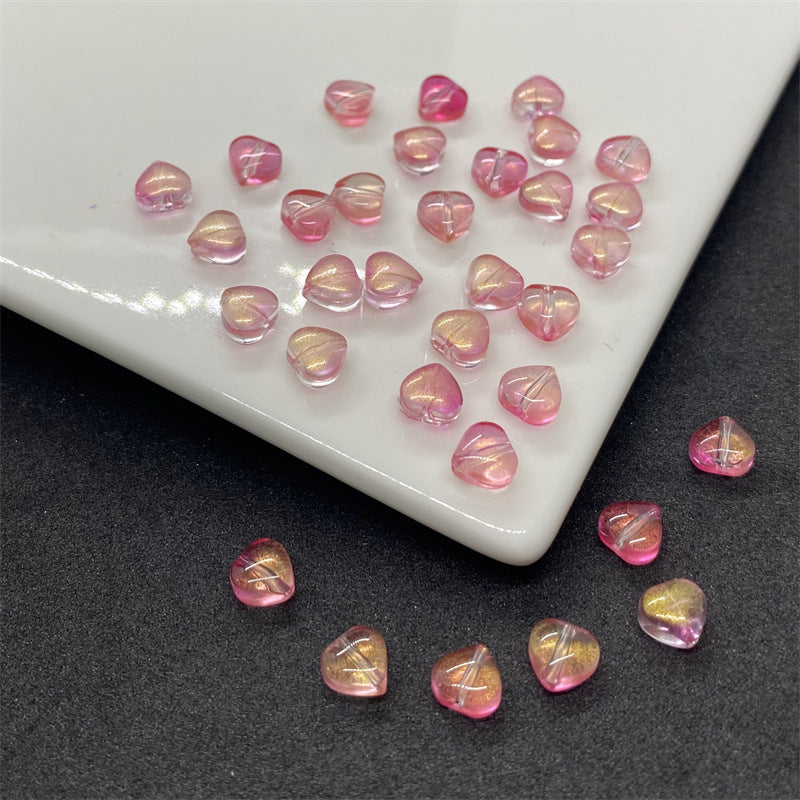 Czech Glass Beads Small Heart 6mm Peach Color 100pcs 20