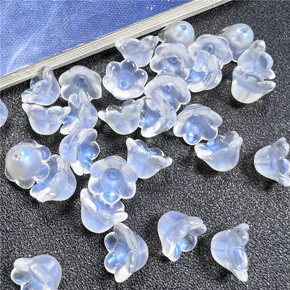 Wind Chime Flower Glass Beads 12mm Transparent Pink 50pcs 28