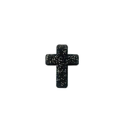 Silicone Focal Beads Cross Matte Speckled Glow in the Dark 20pcs 25