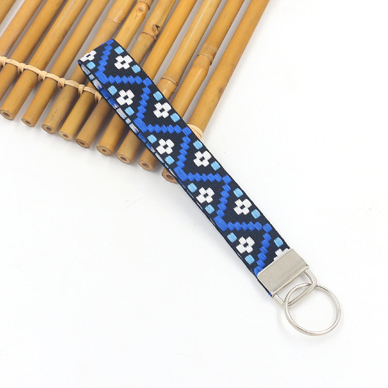 Bohemian Style Wristlet Keychain Antique Silver Polyester 2pcs 17cm 13