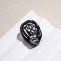 Hand Painted Oval Bouquet Acrylic Beads 28mm Colorful Floral 10pcs 5
