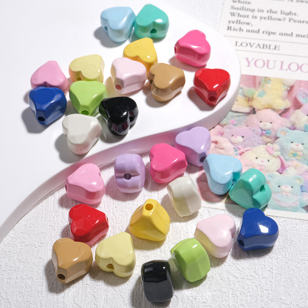 Irregular Faceted Heart Acrylic Beads 12mm Vibrant Colors 50pcs 5