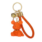 Resin Bear Keychain Embossed Lucky Letter Gold Bowtie Charm 5
