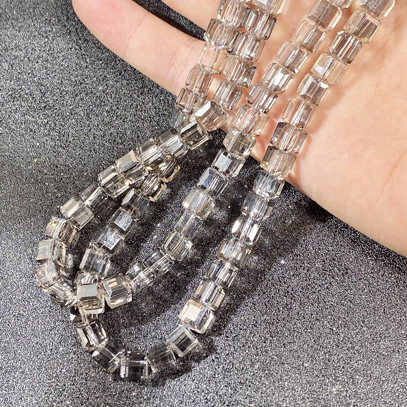 Square Transparent Glass Beads 8mm Clear Iridescent Shine 50pcs 16