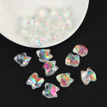 Transparent Corgi Butt Glass Beads 13mm Colorful Glossy 100pcs 12