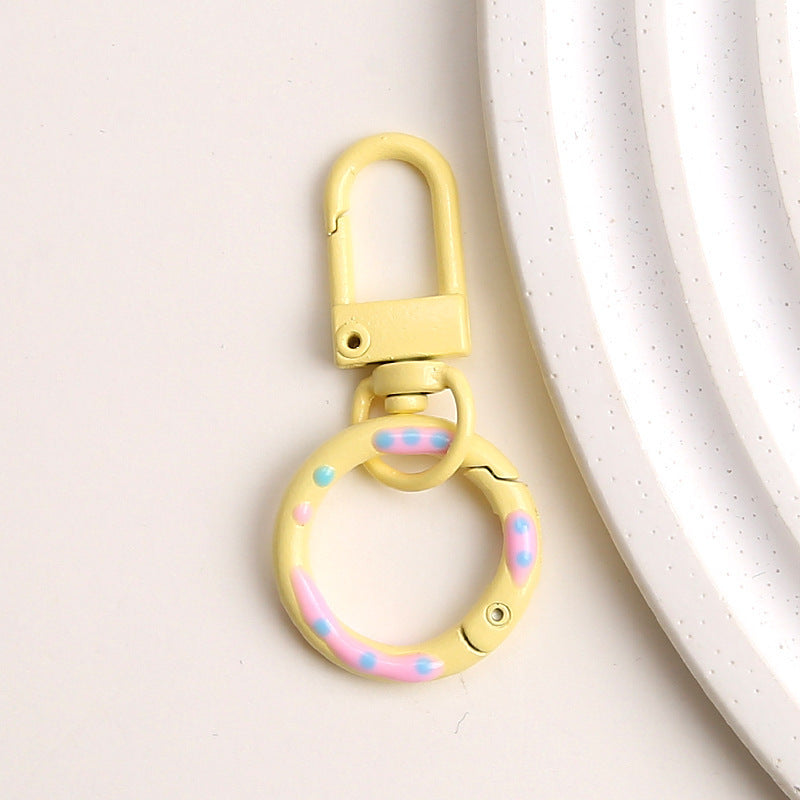 Zinc Alloy Donut Keychain Clasps Spray Painted Hand Paint 51mm 10pcs 17
