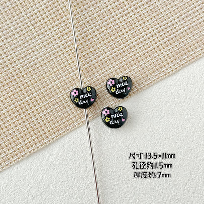 Double Sided Heart and Perfume Bottle Metal Beads 13/16mm Painted Alloy 10pcs 12