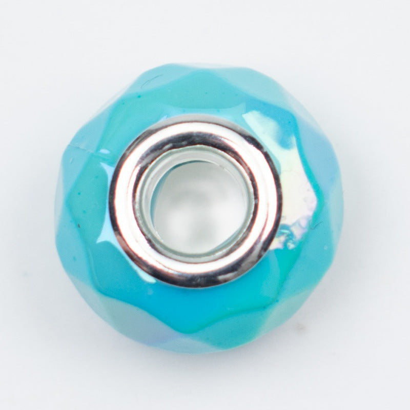 Acrylic Faceted Spacer Beads 15mm UV Plating Large Hole 20pcs 14