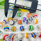 Lantern Rhinestone Beads 14mm Rainbow Striped Resin 50pcs 4