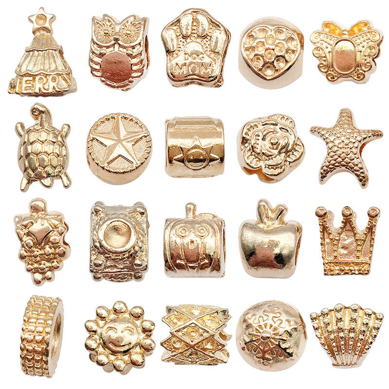 Large Hole Metal Beads Antique KC Gold Alloy Symbols 30pcs 6