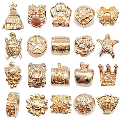 Large Hole Metal Beads Antique KC Gold Alloy Symbols 30pcs 6