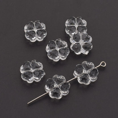 Transparent Faceted Clover Acrylic Beads 12.9mm Colorful 30pcs 12
