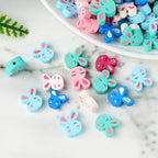 Easter Bunny Clay Beads 11mm Colorful Pastel Polymer 100pcs 2