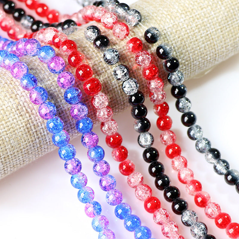 Crackle Round Glass Beads 10mm Vibrant Fractured Texture 2Strands