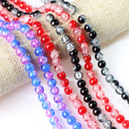 Crackle Round Glass Beads 10mm Vibrant Fractured Texture 2Strands