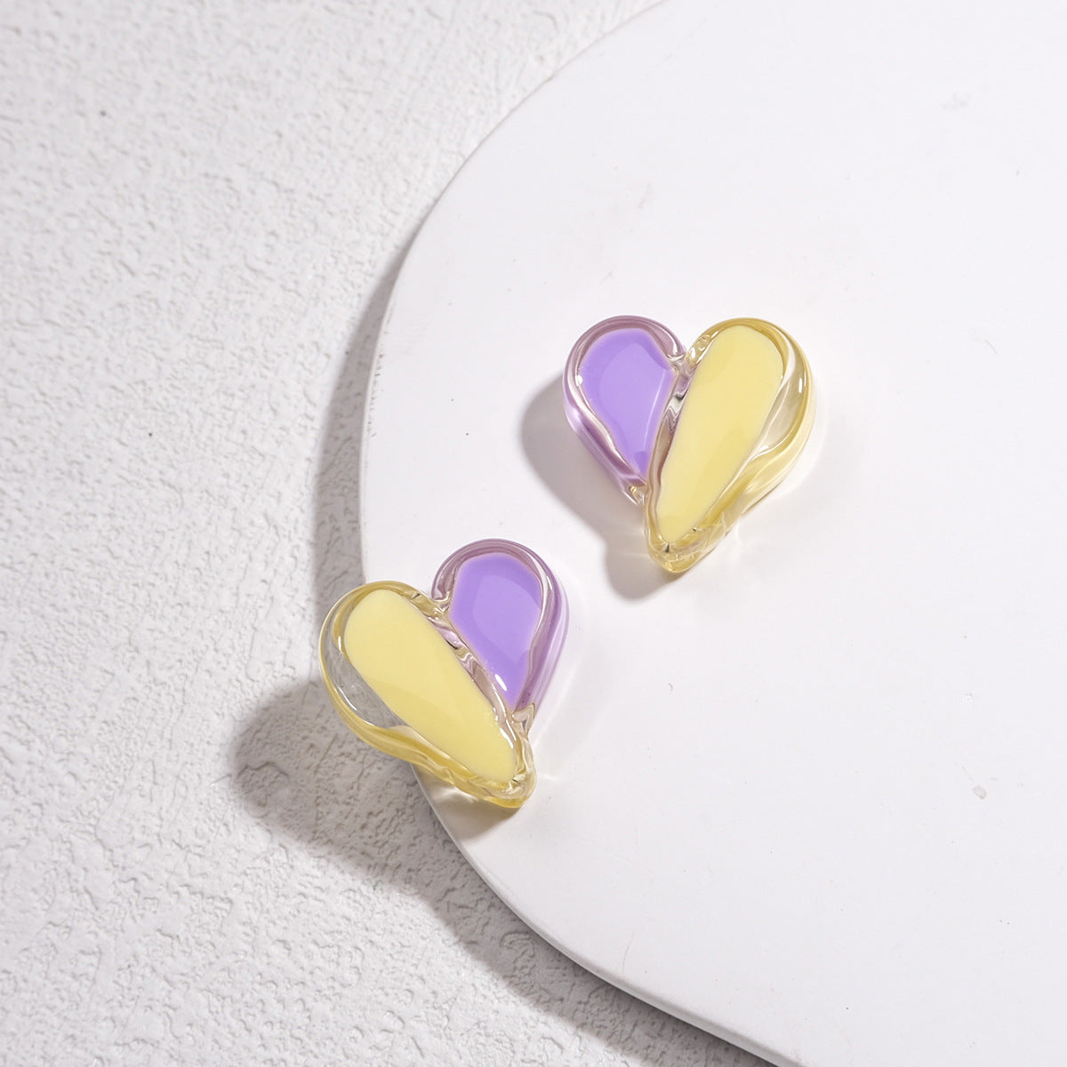 Clear Two-Tone Heart Acrylic Beads 18mm Glossy Enamel Finish 20pcs 11