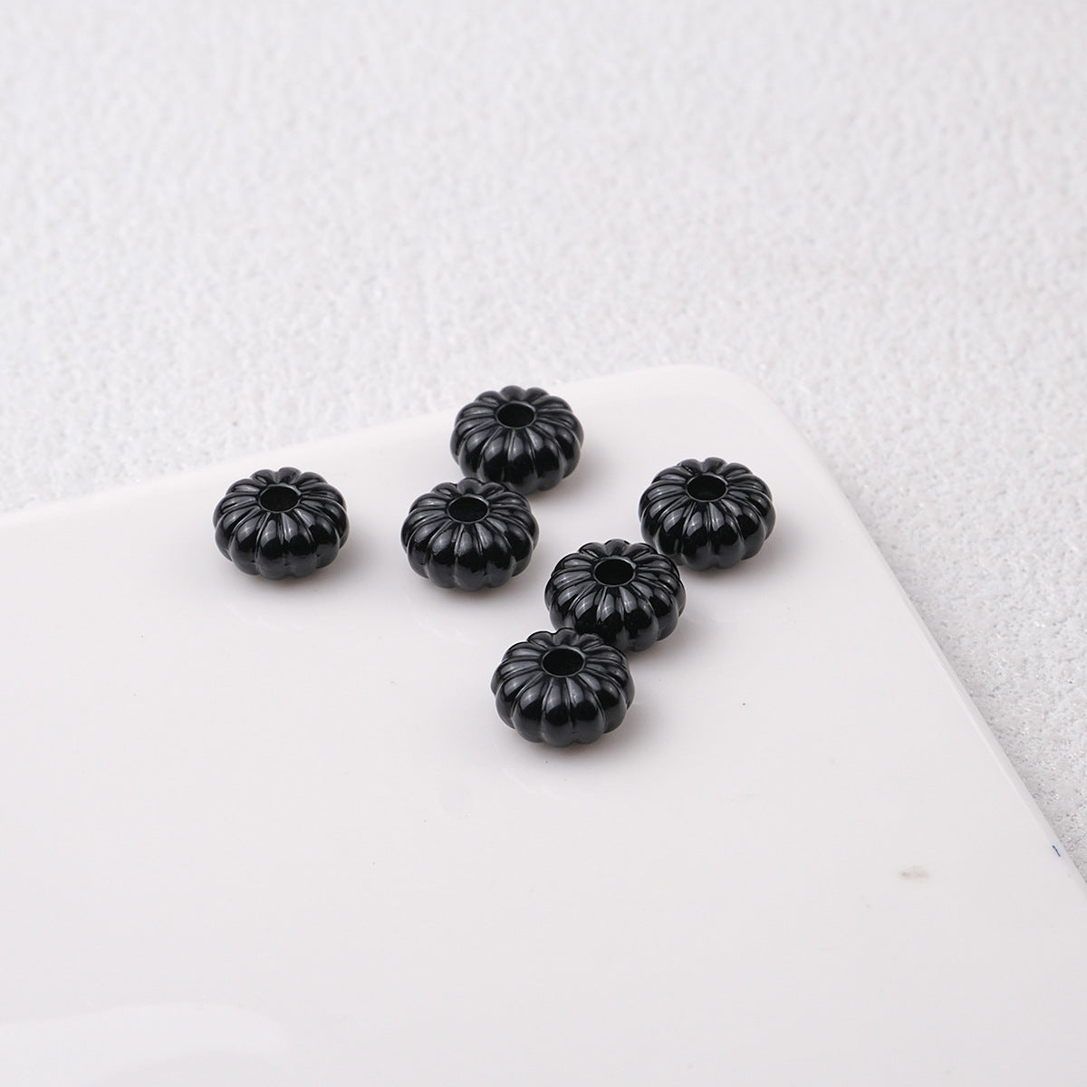 Acrylic Pumpkin Spacer Beads 8mm Striped 50pcs 11